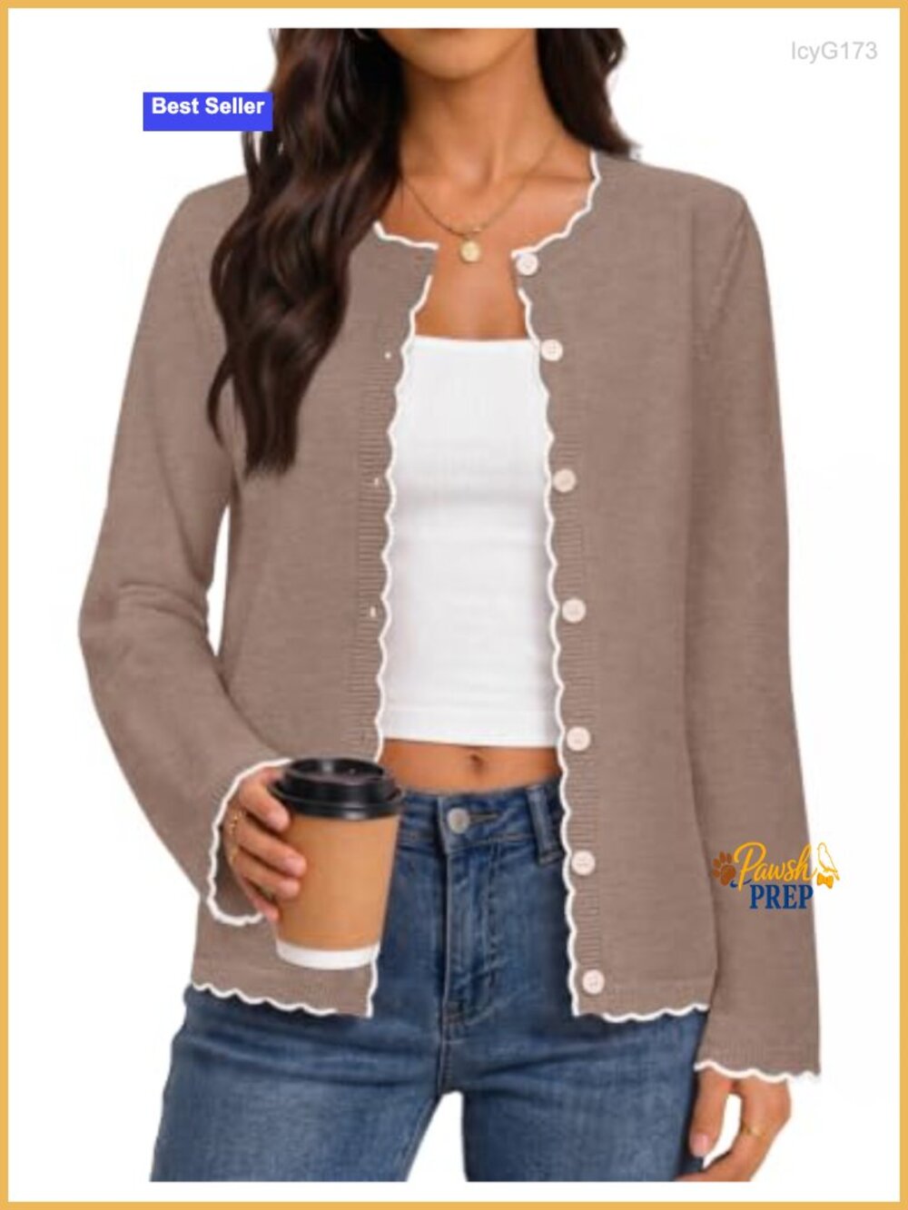 Merokeety Women's Fall Cardigan Sweater Trendy Long Sleeve Open Front Scalloped - Picture 1 of 6